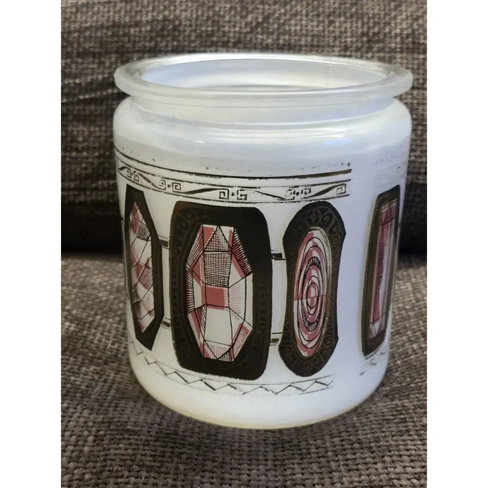 Vintage Mid-Century Modern White Geometric Design Harry Sternberg Jar 7.5'' MCM